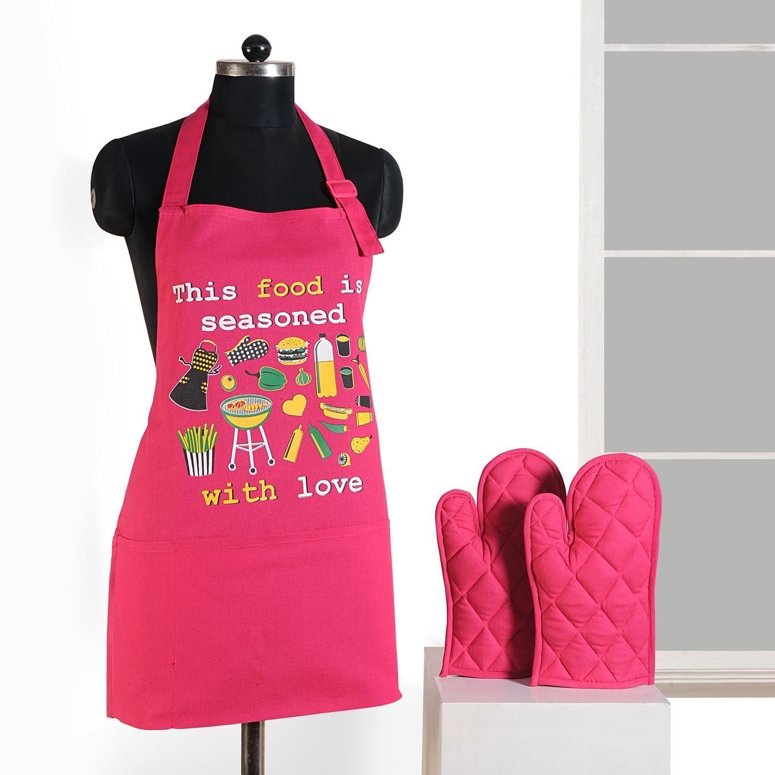 Novelty Chefs Kitchen Cooking Apron Oven Gloves Set Crafts Baking Butchers Bib eBay