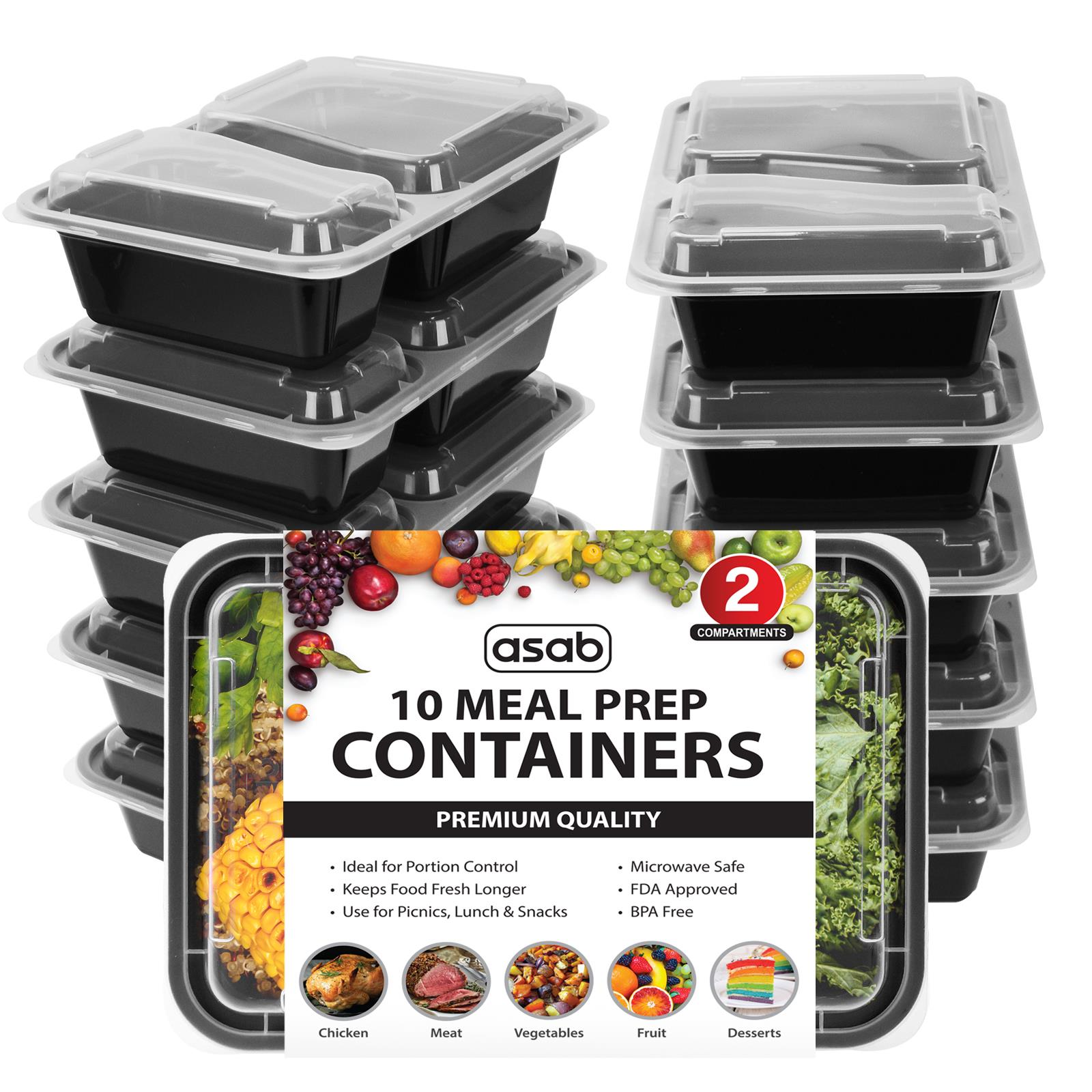 10 Pk Meal Prep Food Container Microwave BPA Free Plastic Lunch Box Stackable eBay