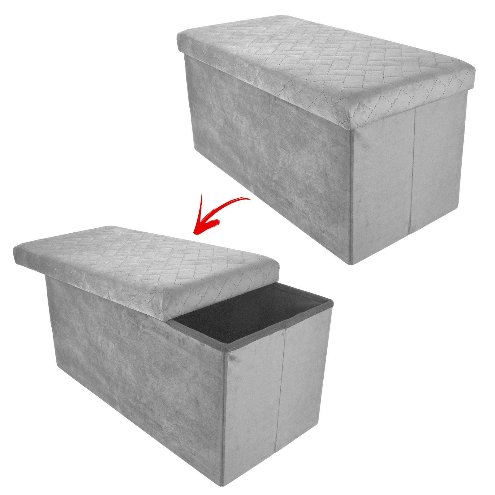 Folding Ottoman Storage Box Pouffe Seat Stool Home Chair Footstool