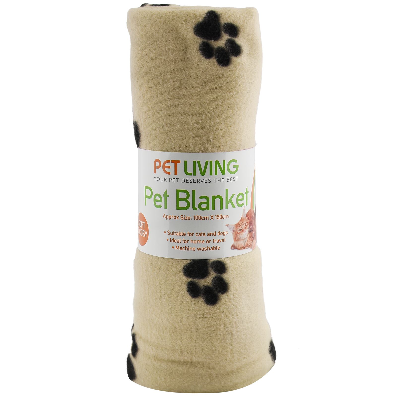 Pet Soft Touch Fleece Blanket 100 x 150cm Paw Print Dogs Puppy Cat