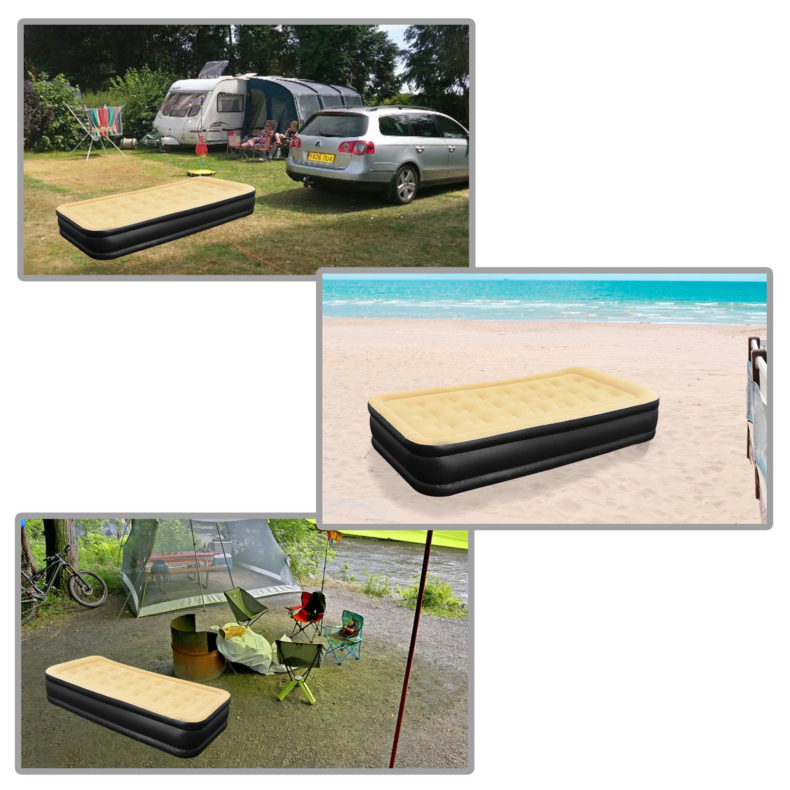 Inflatable Single/Double Flocked Airbed Mattress Camping Air Bed