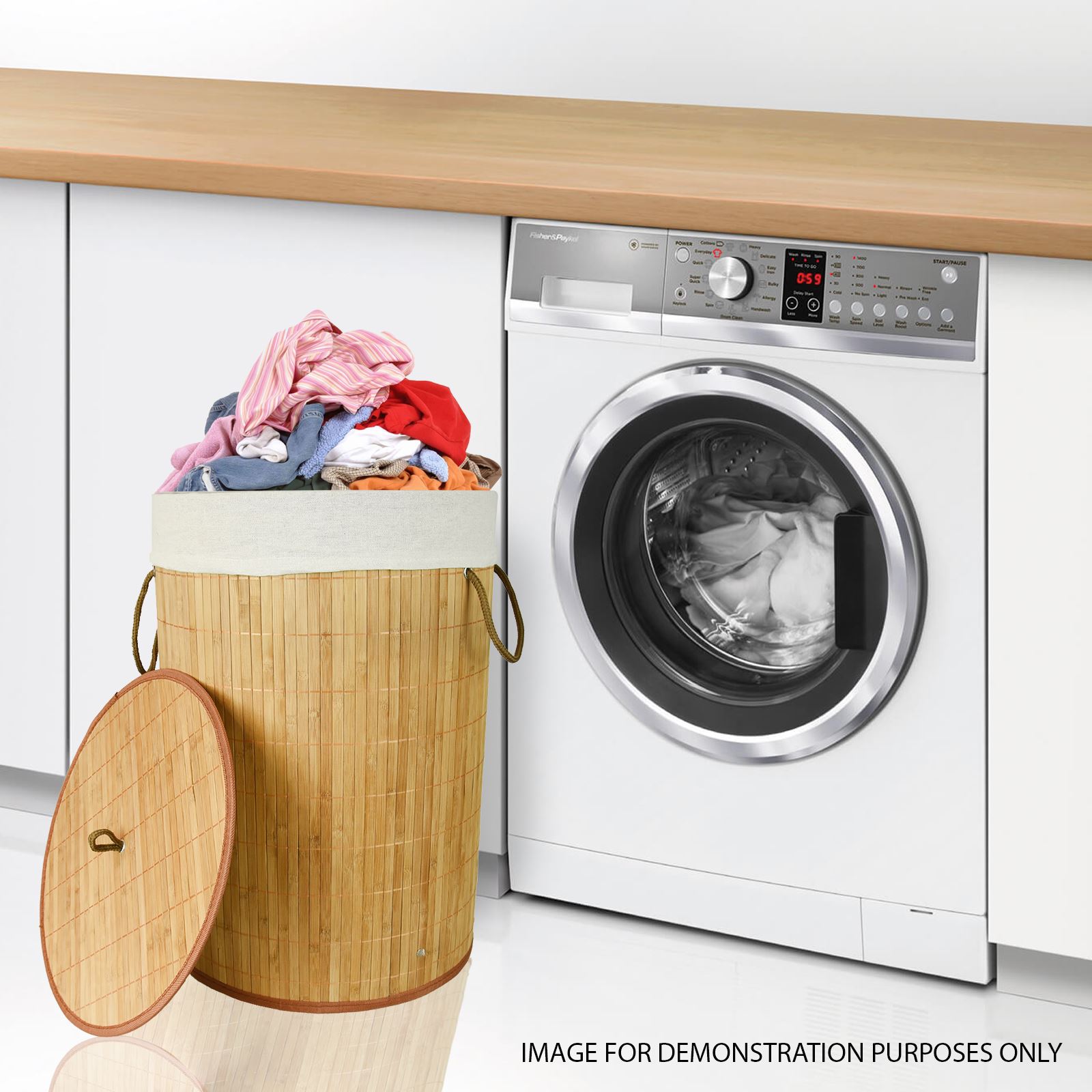 Cubo Lavandería Cesta de almacenamiento de cesta de bambú Ropa Sucia