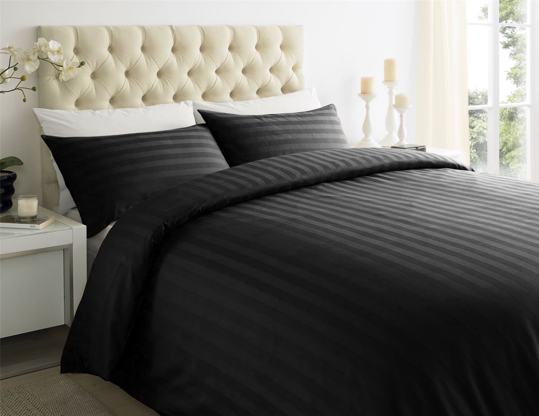 250tc egyptian cotton sateen stripe duvet quilt cover bedding set ebay