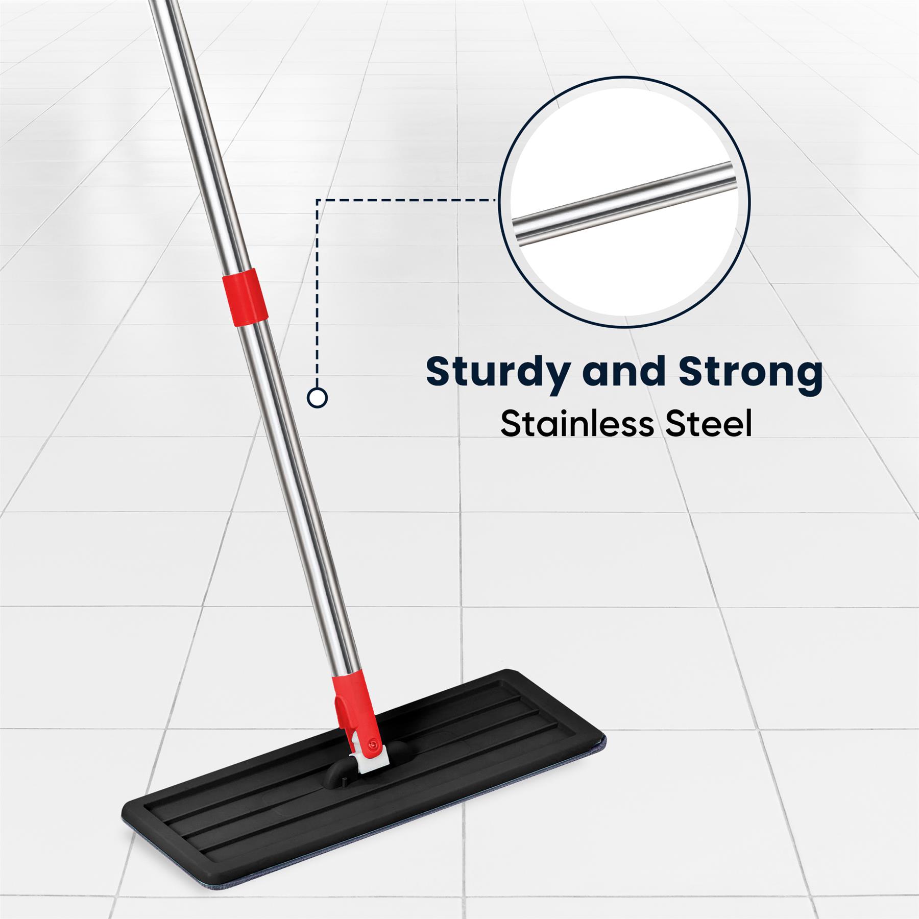 Flat Mop & Bucket Set 2x Microfibre Pads 360° Swivel Head Easy Floor Cleaning - Picture 28 of 34