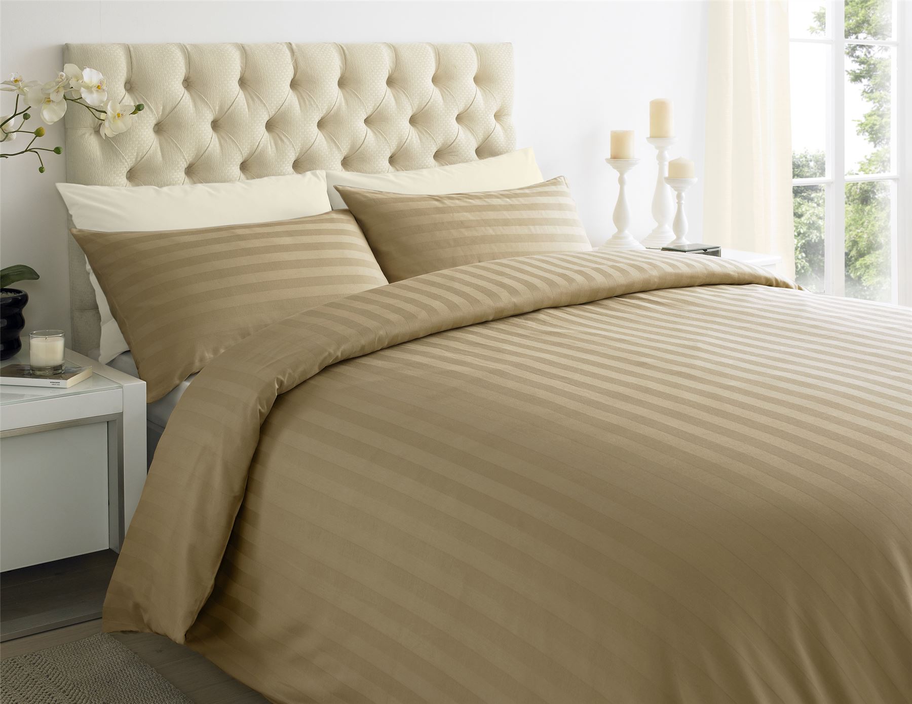 100/% Egyptian Cotton Stripe TC200 Duvet Cover /& Pillow Case Set All Size