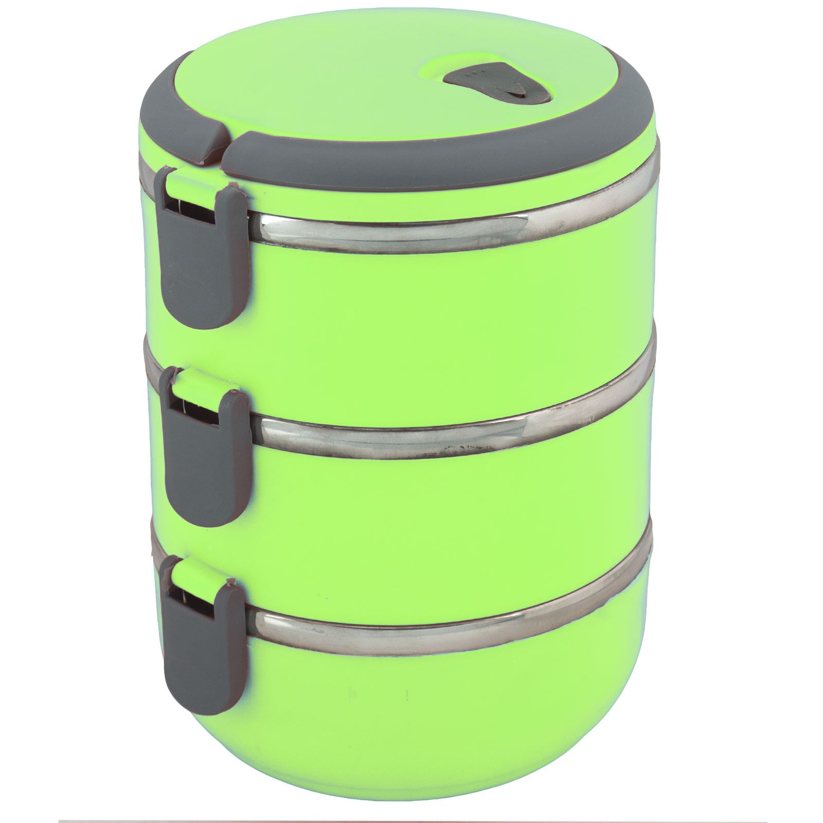 3 Tier Tiffin Lunch Box Stainless Steel Bowl Latch Lock Handle Picnics Office eBay