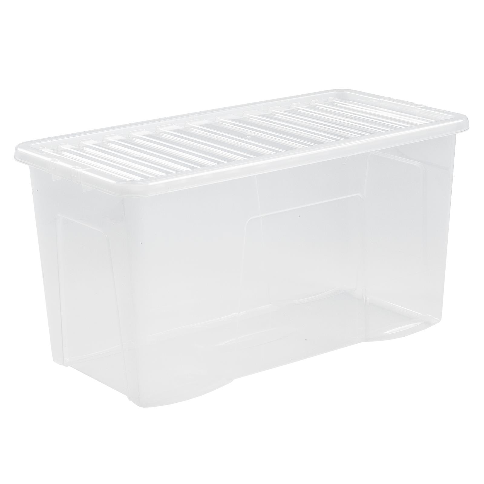 Wham Crystal Clear Plastic Storage Box Secure Clip on LidUnder Bed