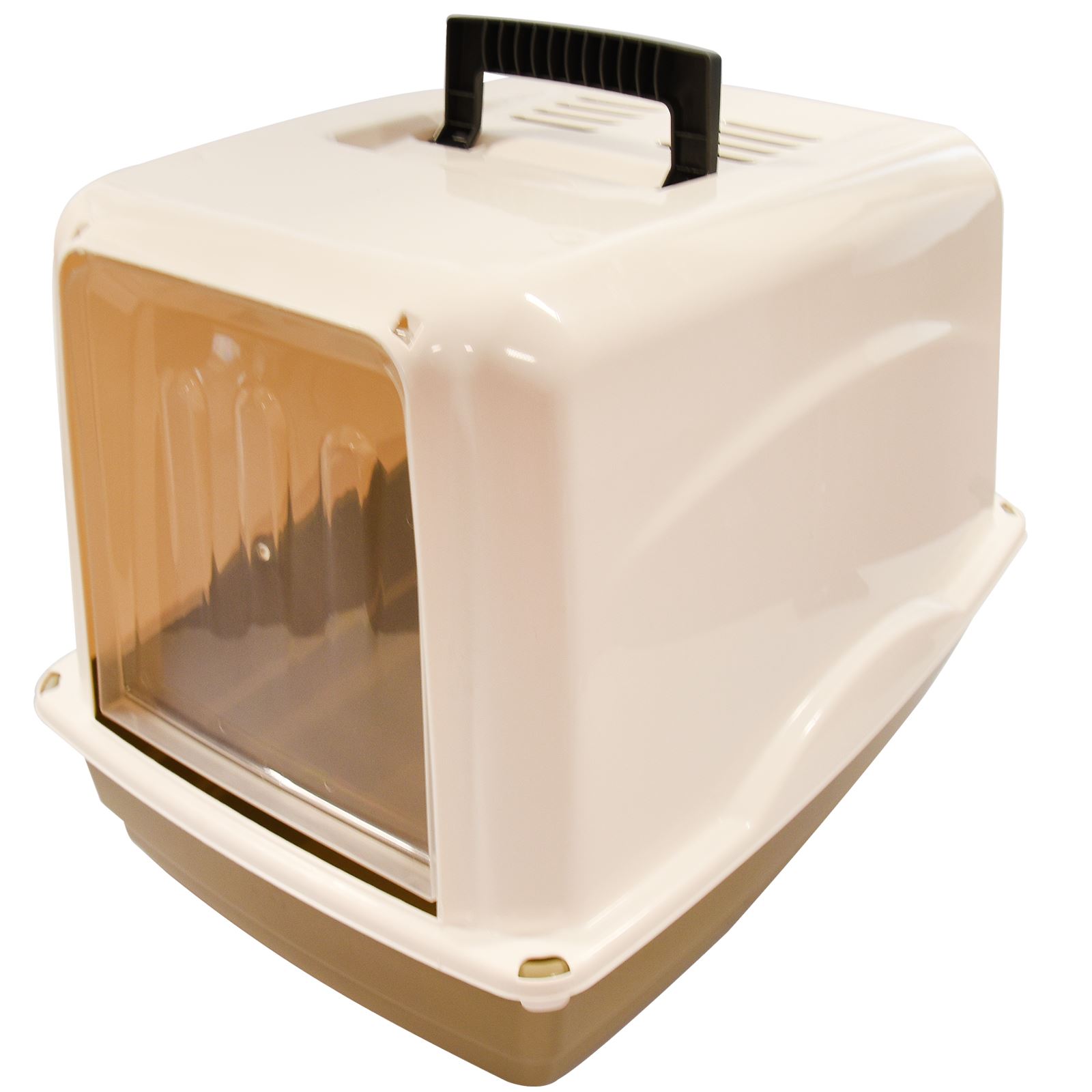 Pet Cat Hooded Litter Box Tray Toilet Swing Door Carry Handle Large