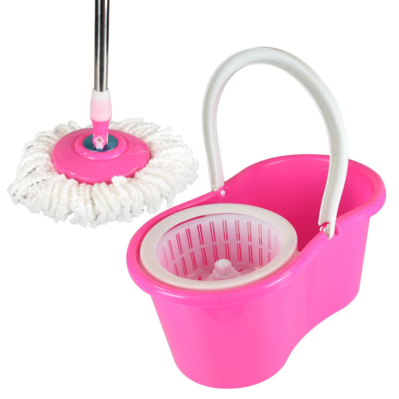 360° Magic Rotating Spinning Spin Mop Bucket Set With 2 Microfibre