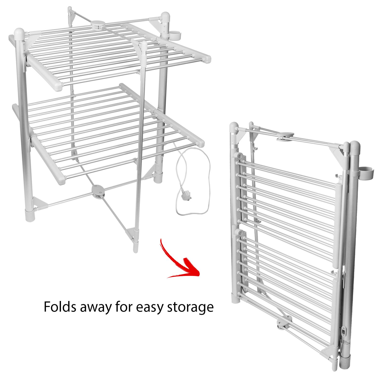 Garden Clothes Airer Dryer Electric Heated Drying Rack Foldable Washing Laundry eBay