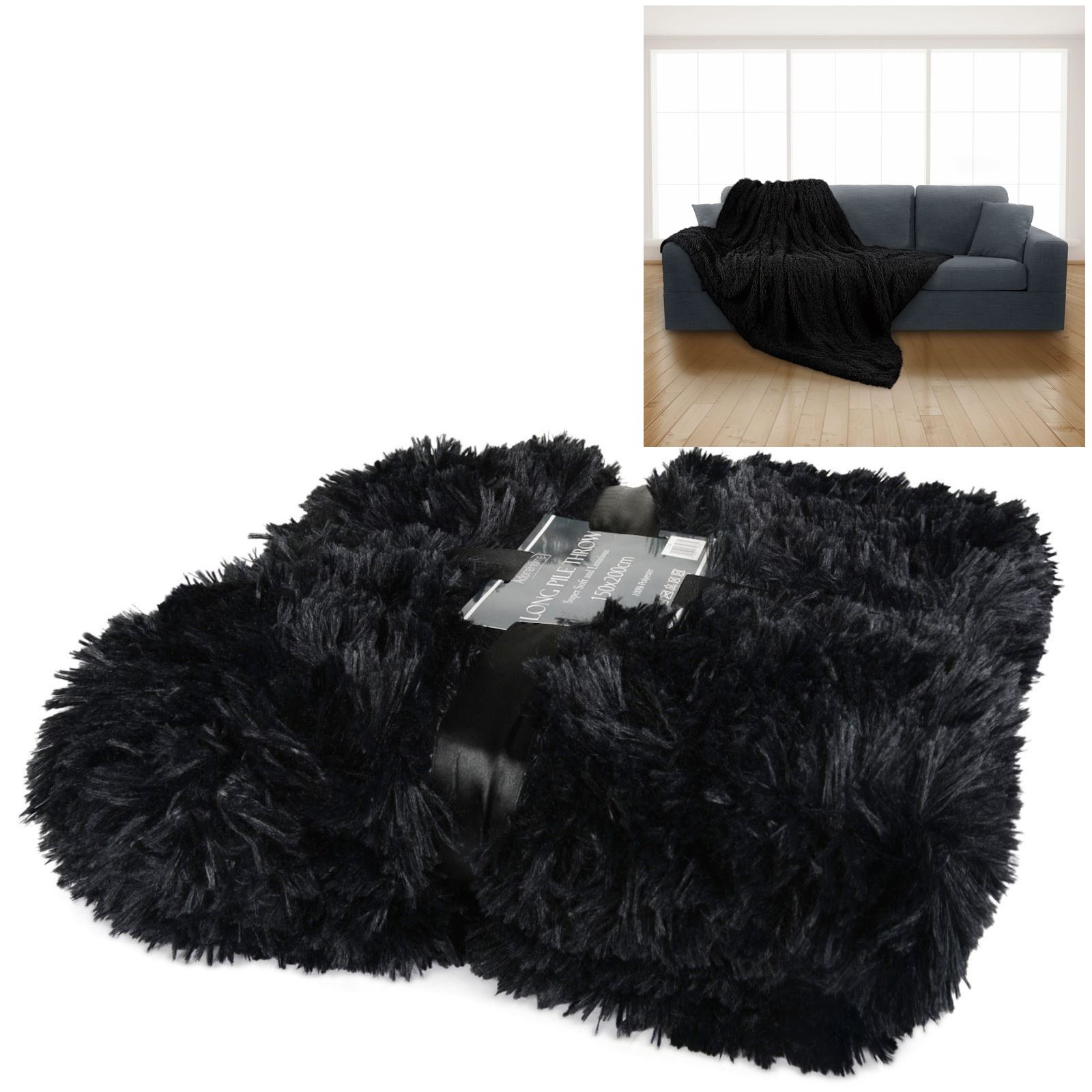 Luxury Long Pile Throw Blanket Super Soft Faux Fur Warm Shaggy Cover