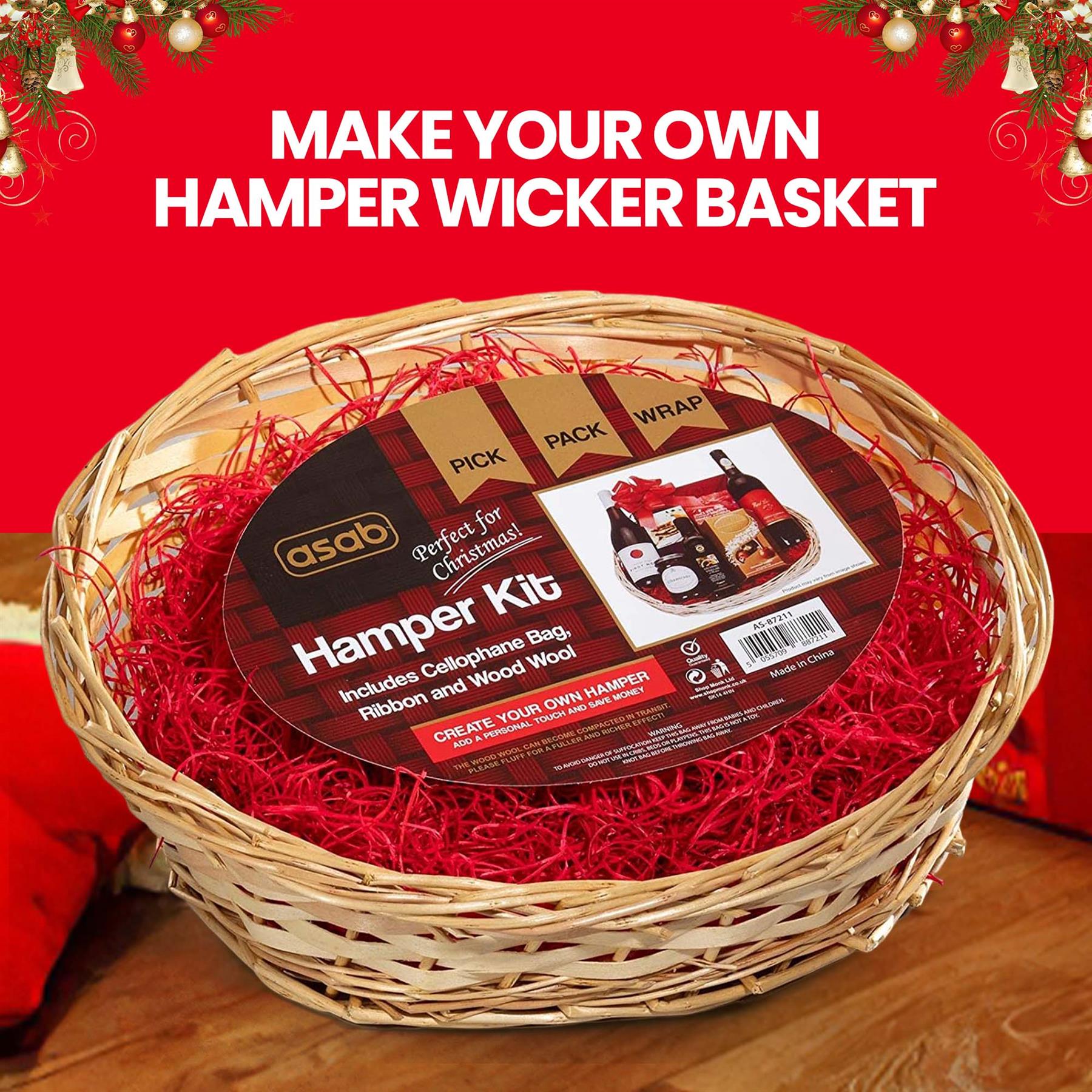 Make Your Own Gift Hamper Kit Wood Wool Bow Cellophane Bag Easter