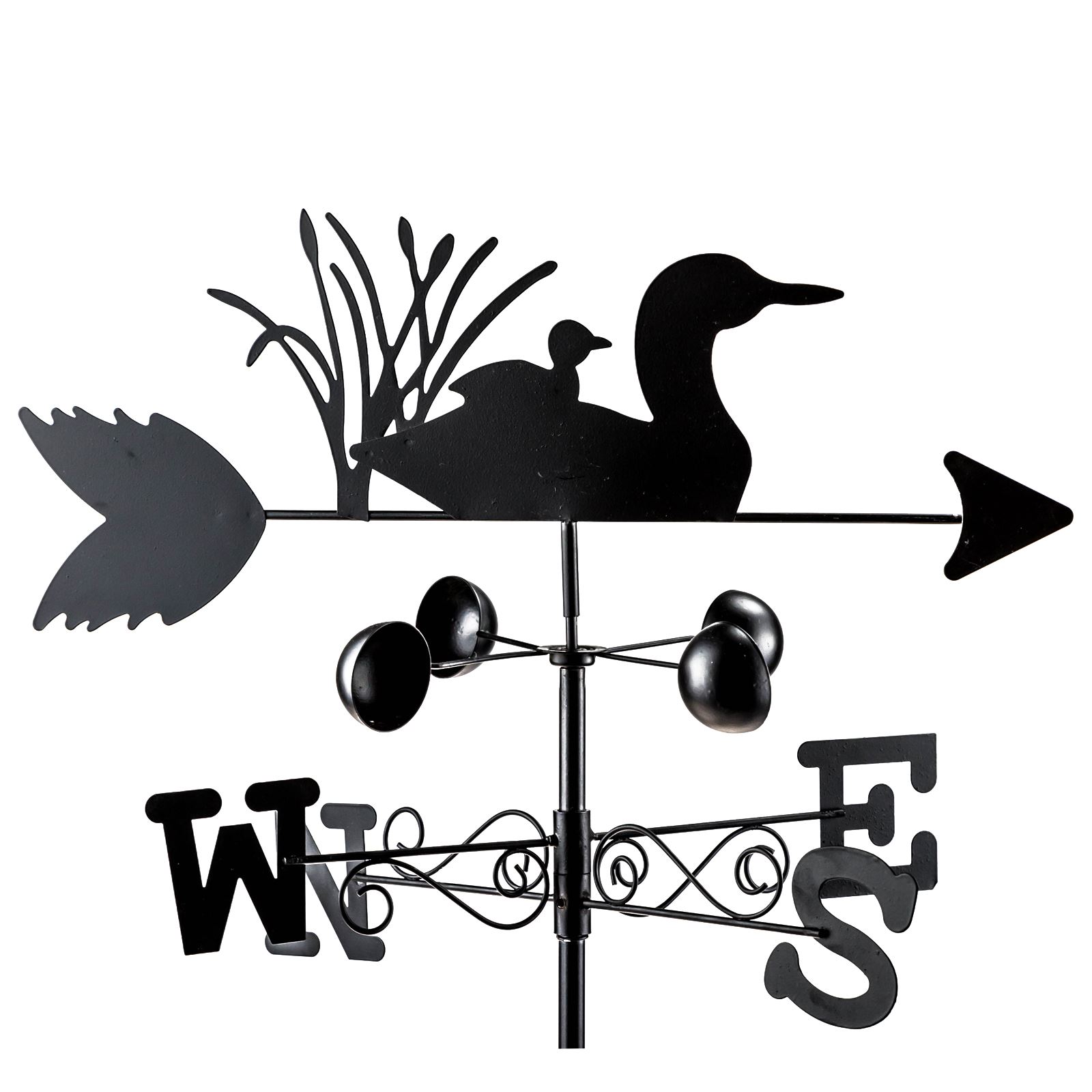 1.6m Dark Metal Weather Vane Wind Speed Spinner Direction Garden