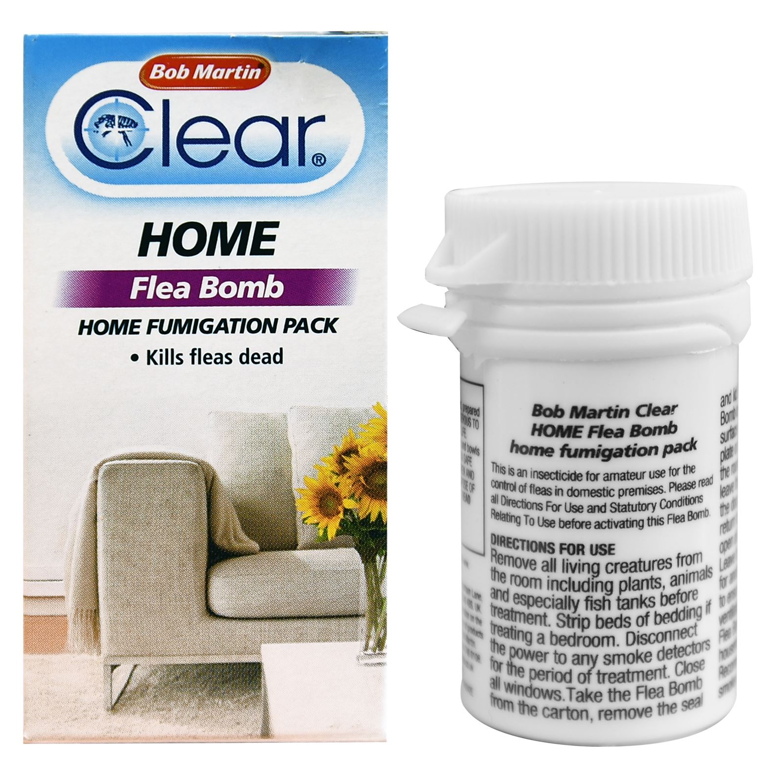 Bob Martin Flea Bombs Pet Home Fumigation Pack Kills Fleas 36m³ Room