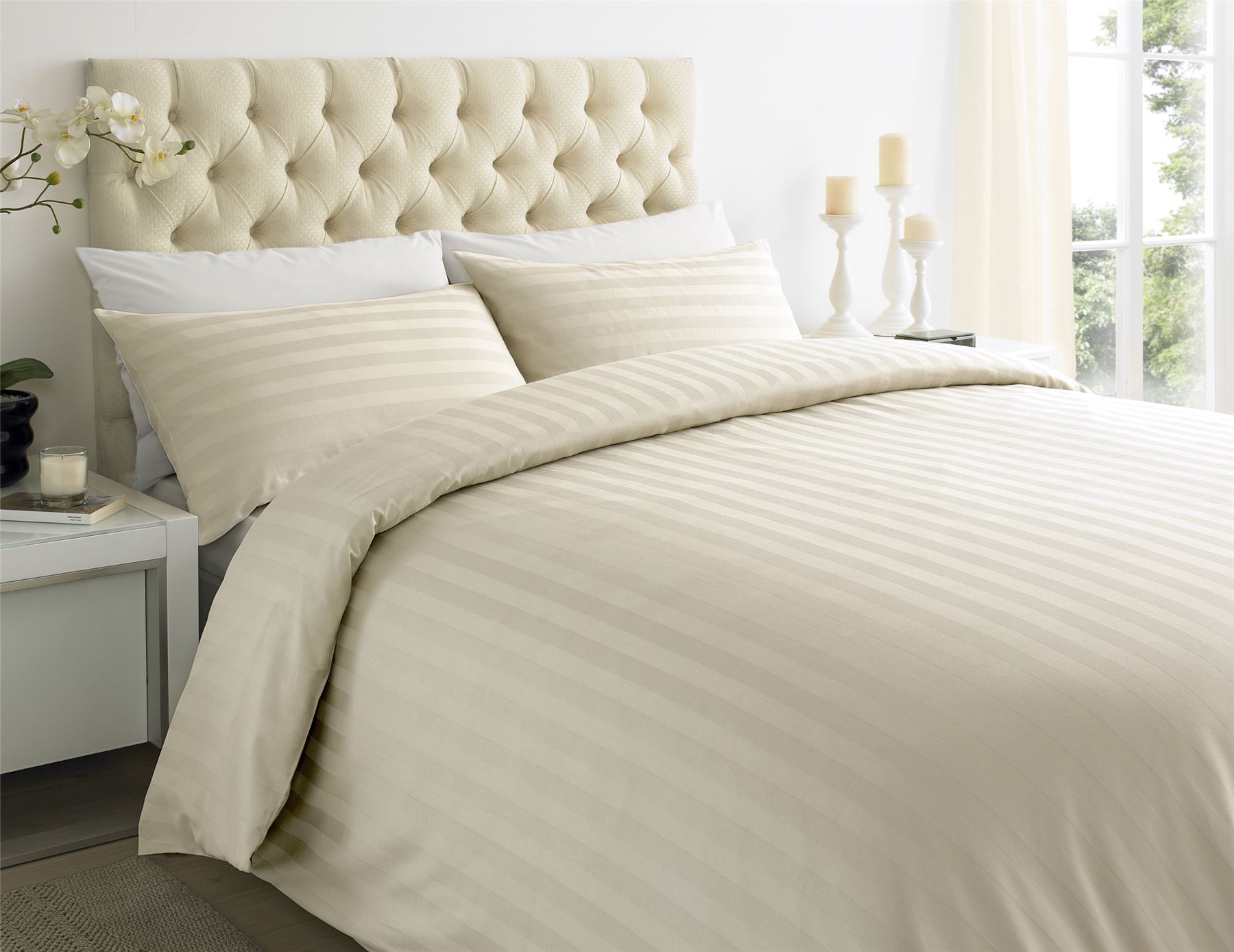100/% Egyptian Cotton Stripe TC200 Duvet Cover /& Pillow Case Set All Size