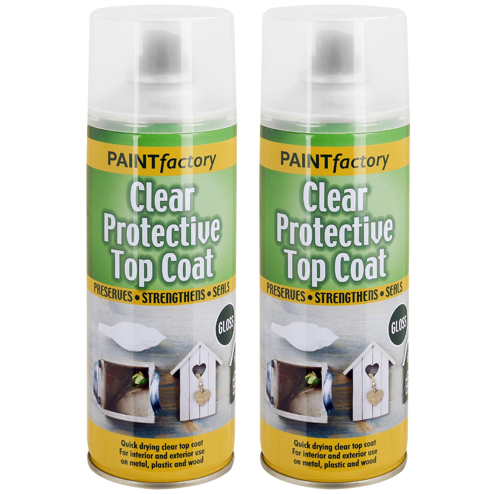 400ml Clear Top Protective Spray Coat Metal Wood Indoor Outdoor Gloss 