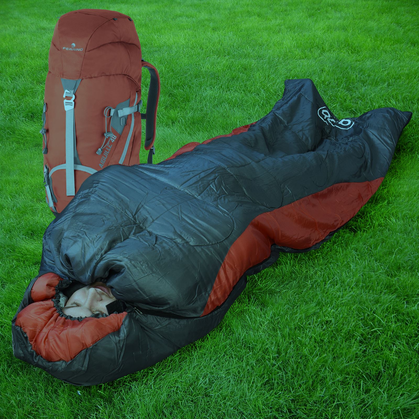 ASAB 200gsm 3 Season Mummy Shape Sleeping Bag Hooded Dual Zip Warm Camp Festival