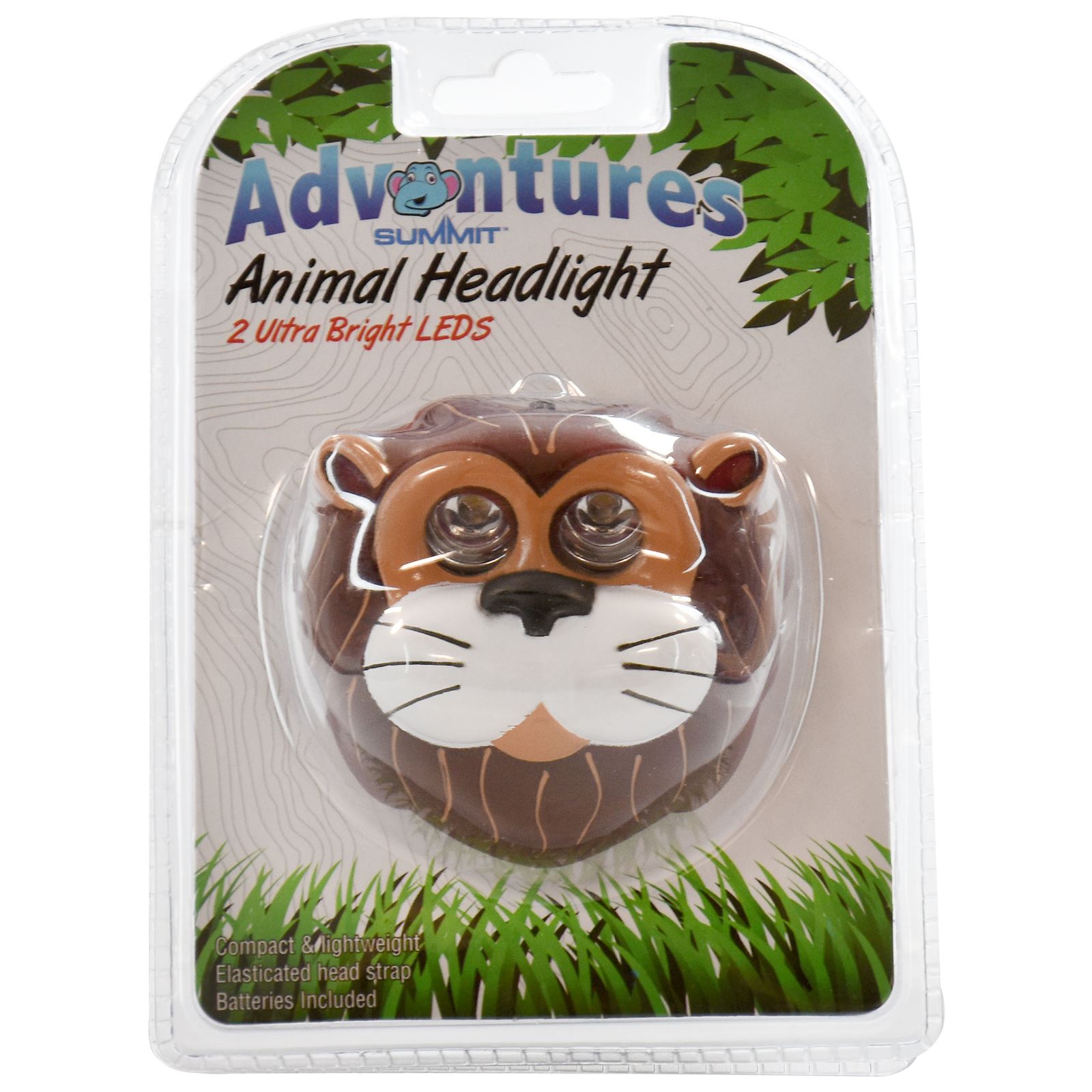 Kids Children 2 LED Animal Head light Lamp Torch Ultra Bright Frog Lion Monkey