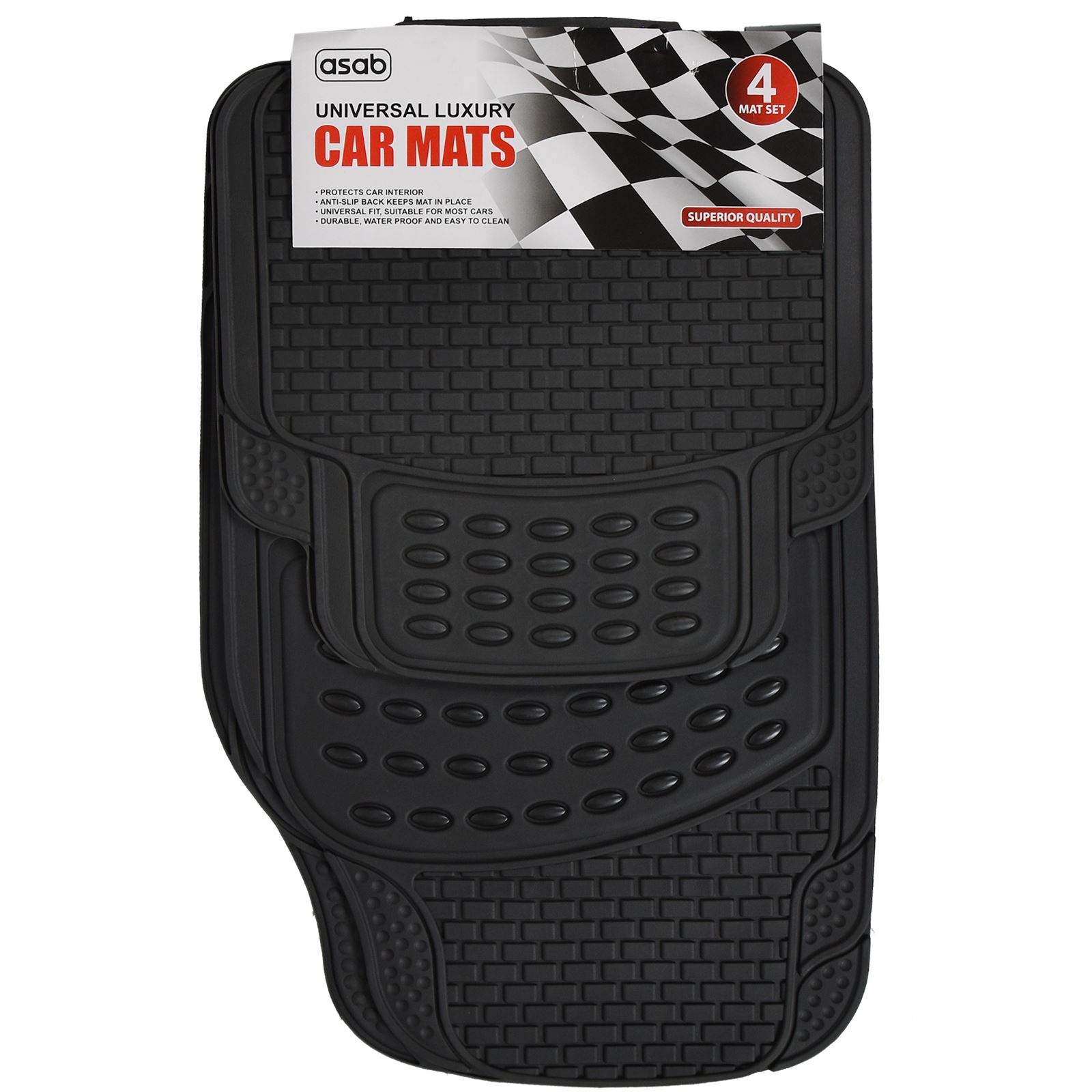 Heavy Duty Universal Car Floor Mat Set Non Slip Grip Rubber Carpet