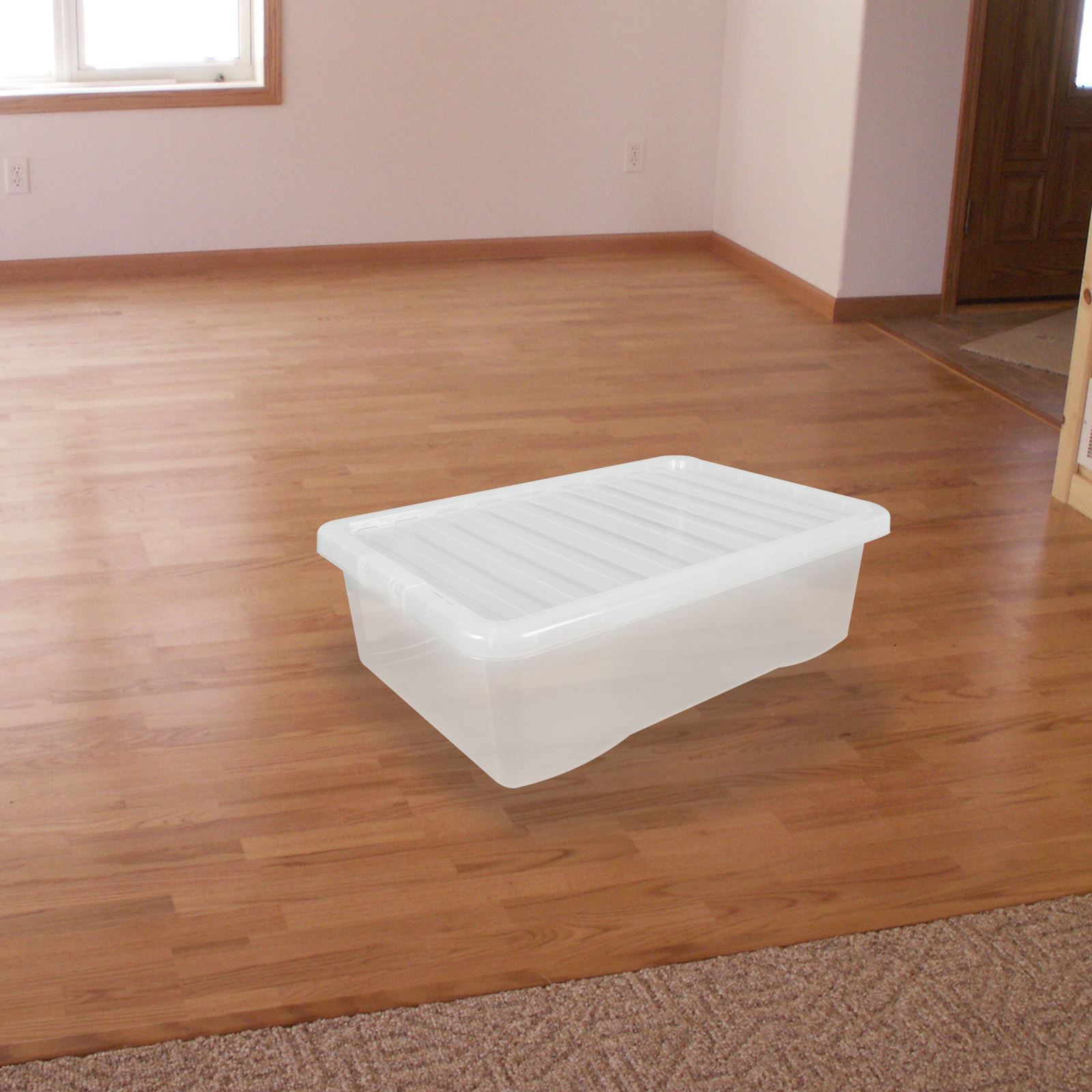 Wham Crystal Clear Plastic Storage Box Secure Clip on LidUnder Bed