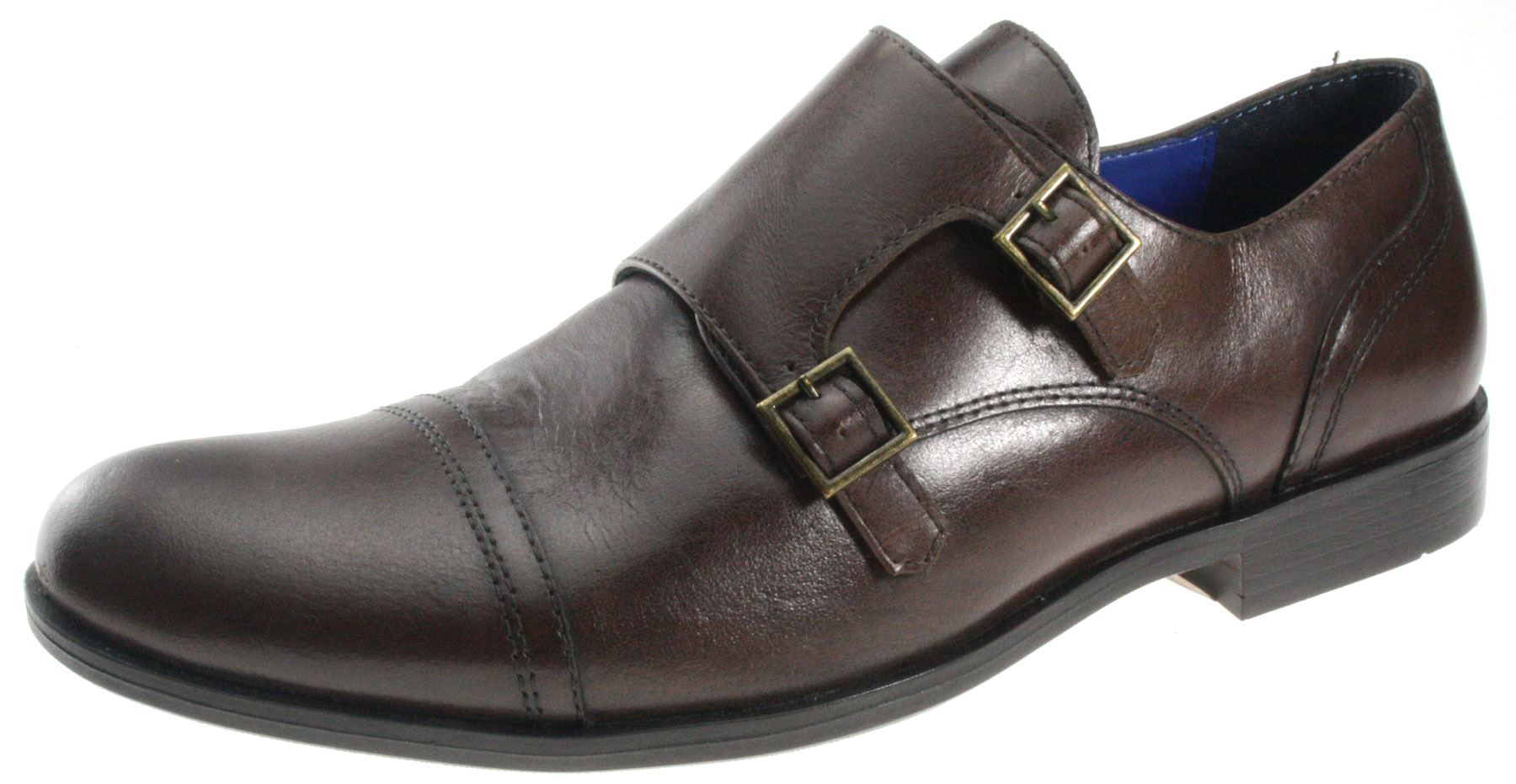 Black Leather double monk strap buckle 