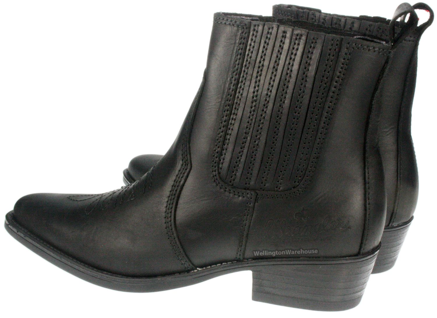 Botas de vaquero puntiagudas Wrangler Tex negras medias, marrones de cuero para hombre - Imagen 5 de 12