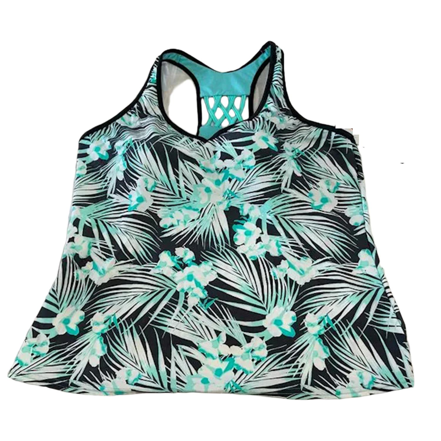 Top de natación Zeroxposur floral Tankini espalda cruzada M - Imagen 4 de 5
