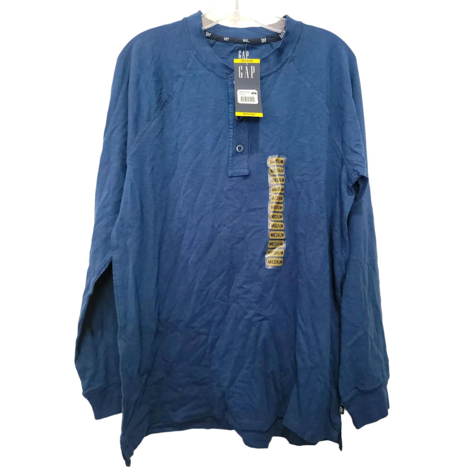 GAP Men's 100% Cotton Long Sleeve 3 Button Henley Shirt - Picture 2 of 3