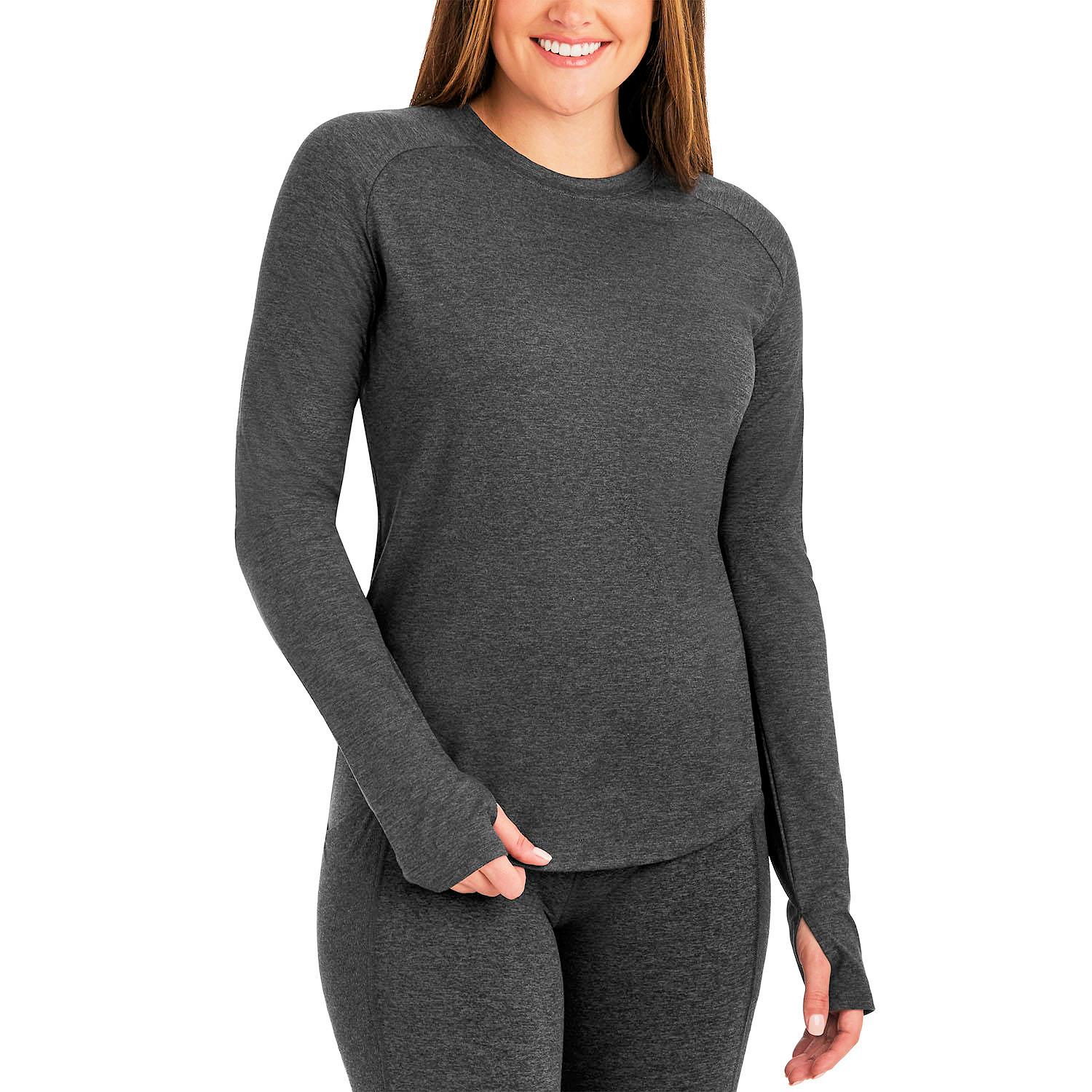 Member's Mark Women's Curved Hem Long Sleeve Soft Heather Top with Thumbholes - Picture 3 of 9