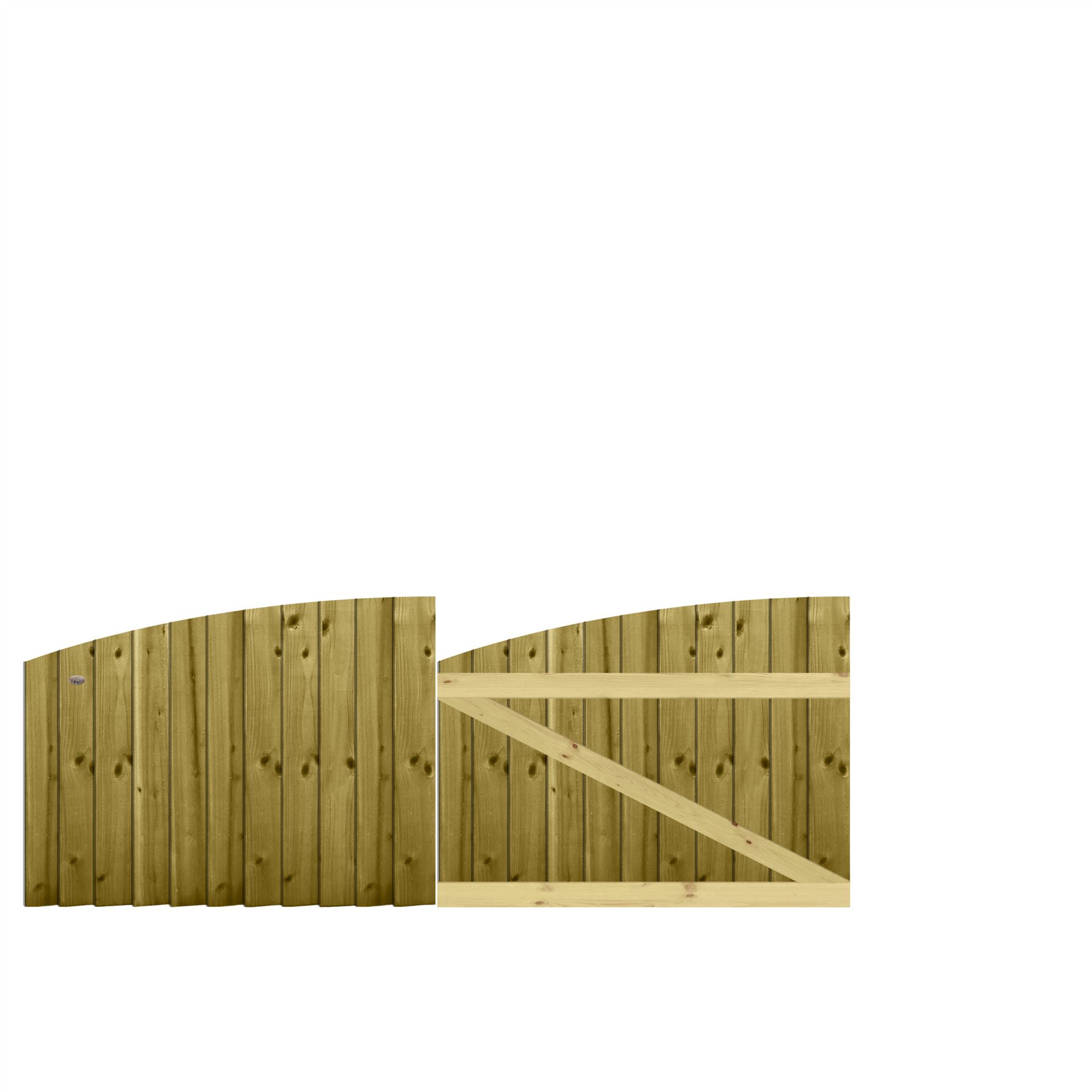 PAIR Driveway MADE TO MEASURE Gates Arch Top Light Feather Edge UPTO H.3xW.10ft