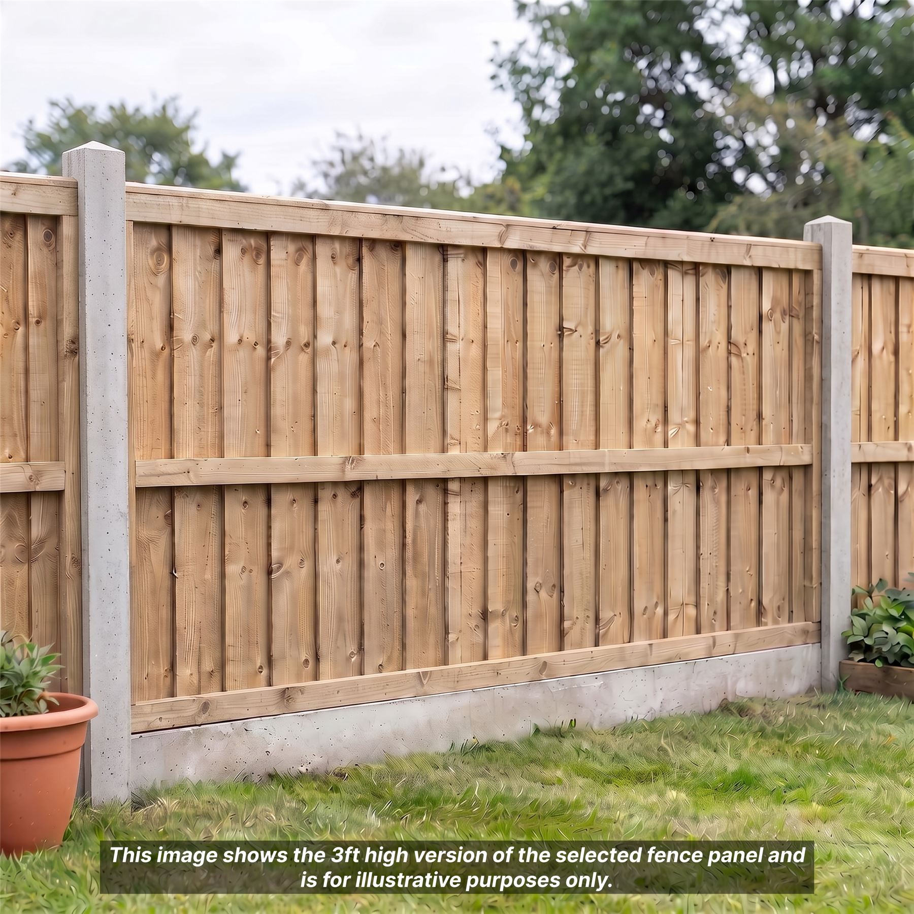 1ft-5ft Feather Edge Flat Top Framed Fence Panel Pressure Treated Timber Fencing