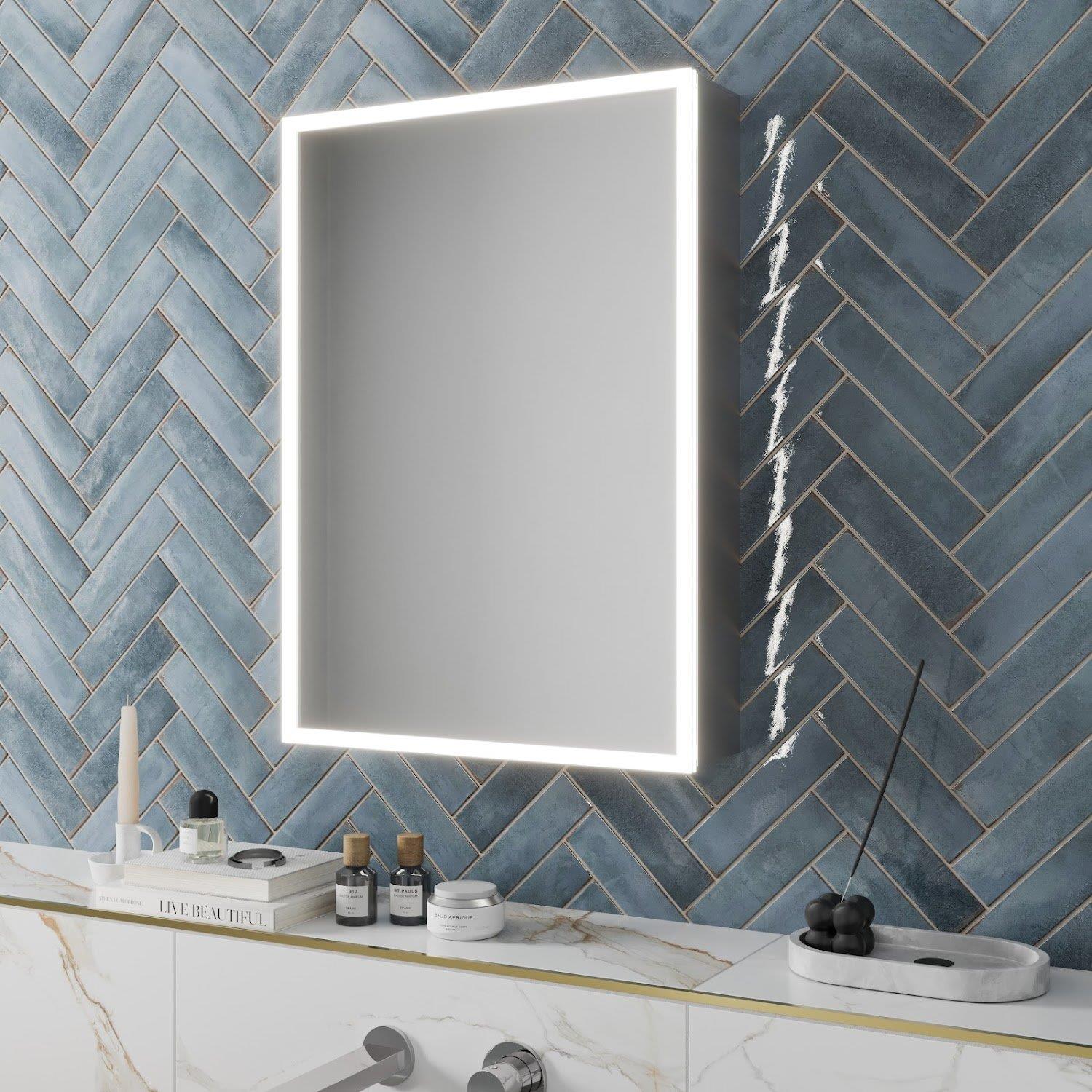 Bathroom Mirror LED Illuminated Modern Rectangular Wall Mounted Mains ...