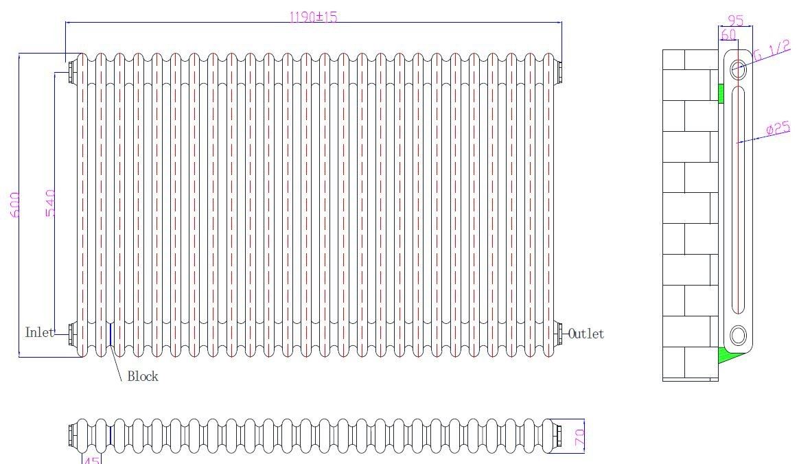 Traditional 2 3 Column Radiator Horizontal Vertical Rads Central ...