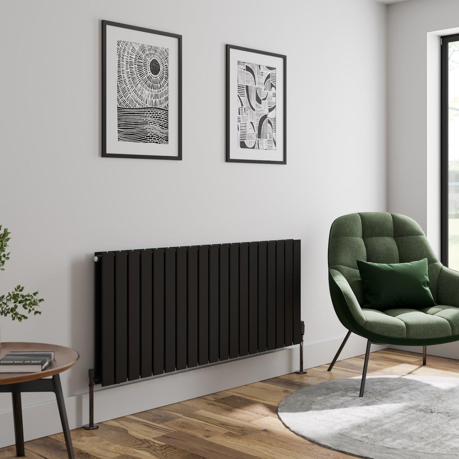 Designer Radiator Flat Panel Horizontal Vertical Single Double Heating  Black | eBay
