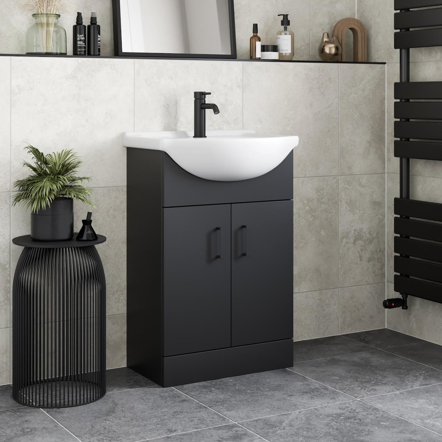 Bathroom Vanity Toilet Storage Laundry Combination Unit Basin Sink Modern Black | eBay