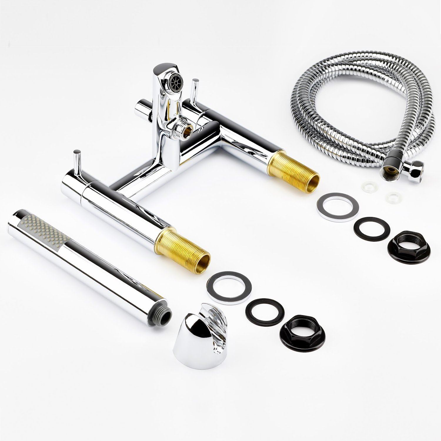 Modern Chrome Bathroom Sink Twin Taps Bath Filler Shower Mixer Basin