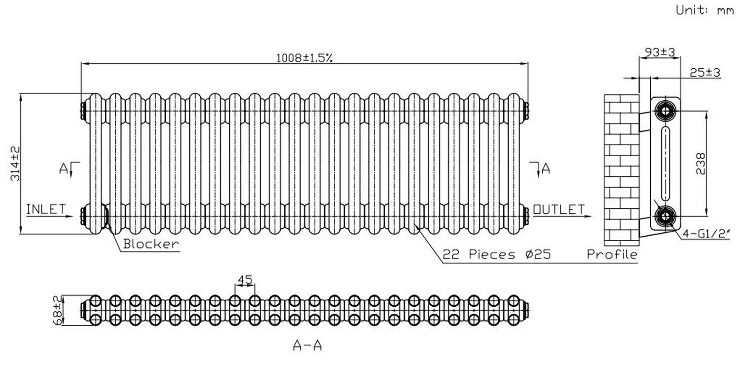 Traditional Radiator Horizontal Vertical Column Rad Central Heating ...
