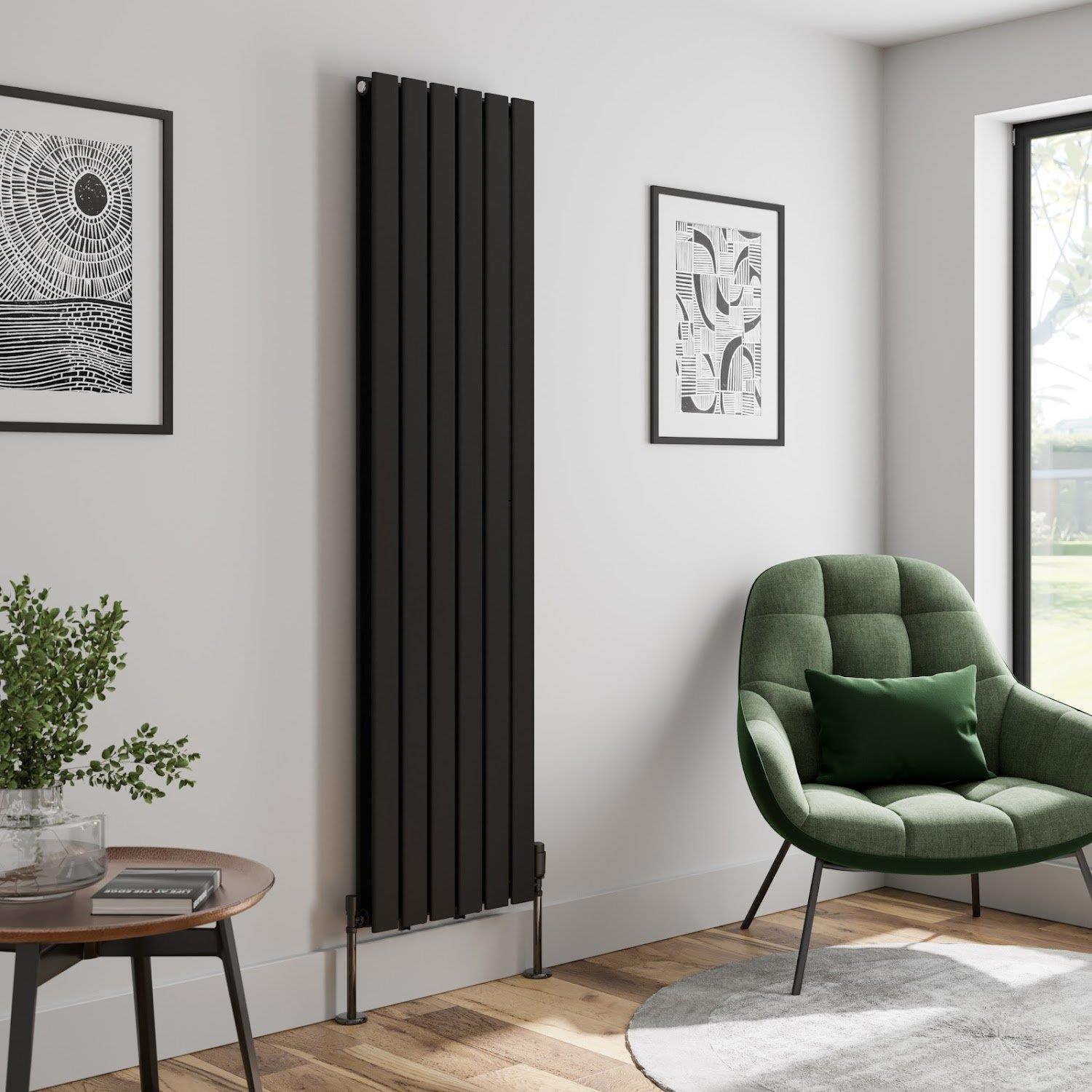 Designer Radiator Flat Panel Horizontal Vertical Single Double Heating  Black | eBay