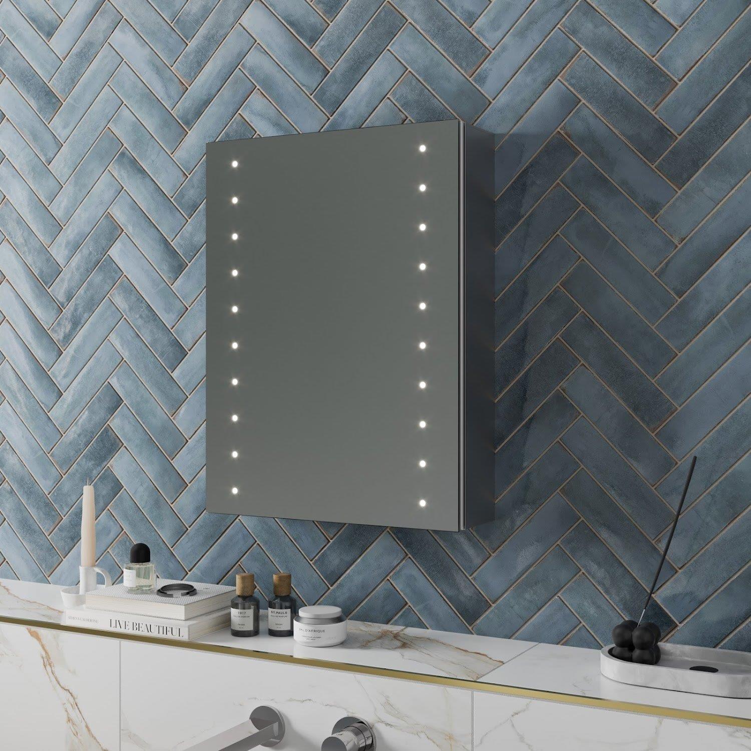 Bathroom Mirror LED Illuminated Modern Rectangular Wall Mounted Mains ...