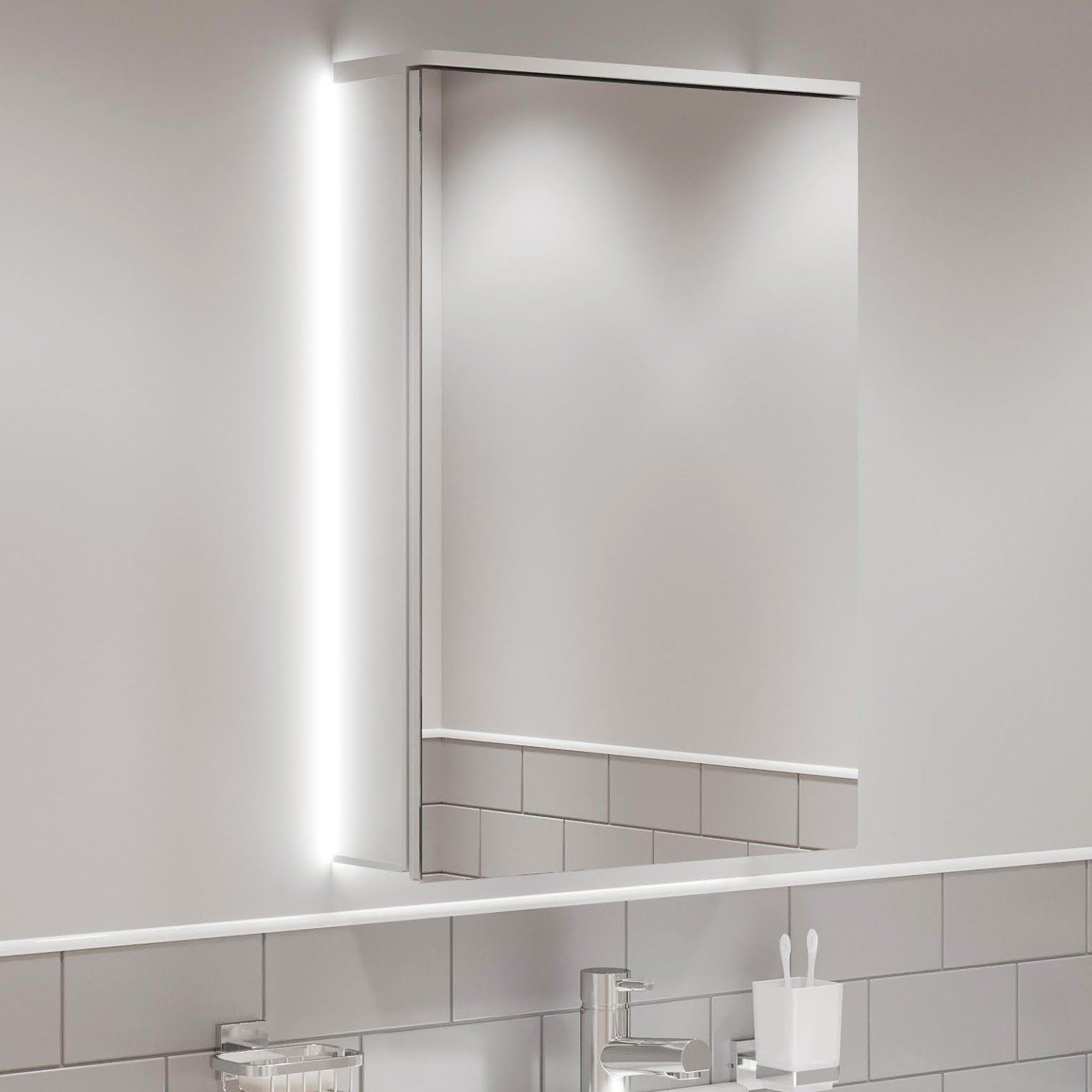 Bathroom Mirror LED Illuminated Modern Rectangular Wall Mounted Mains ...