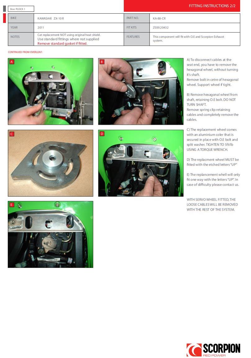 Scorpion Exhaust Silencer Removal Pipe Kawasaki Ninja ZX-10R 2011