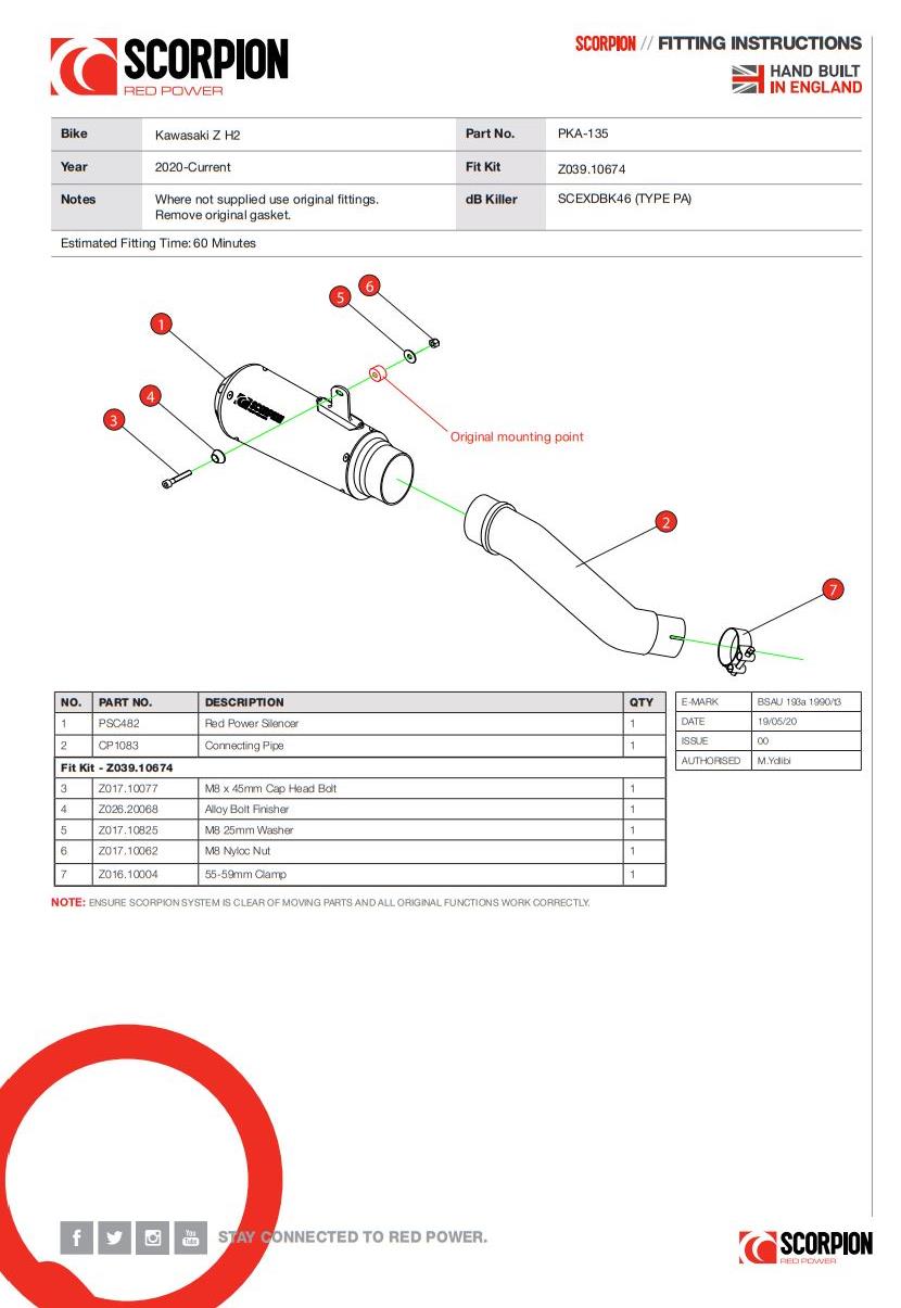 Scorpion Exhaust Red Power Slip-on Black Ceramic Kawasaki Z