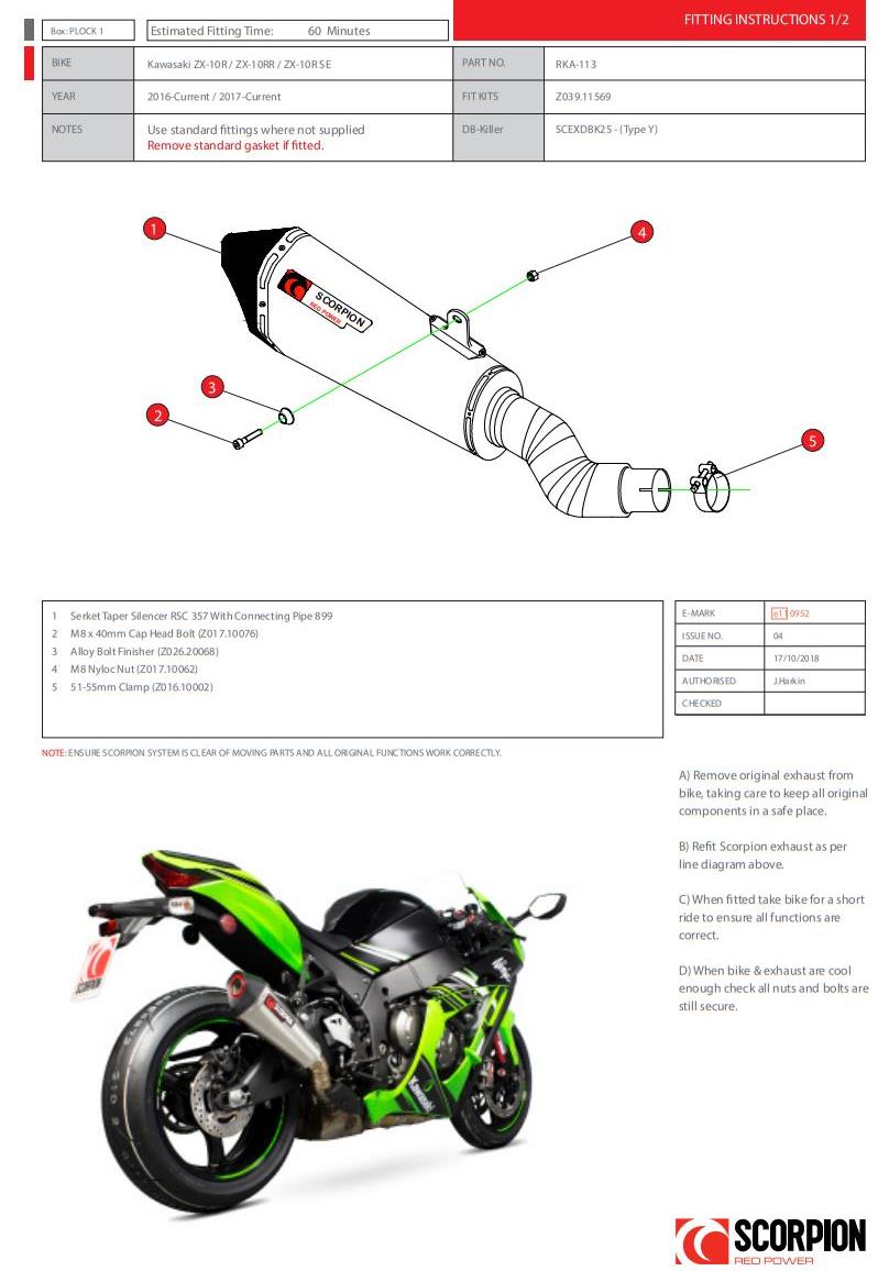 Scorpion Exhaust Serket Slip-on Carbon Fibre Kawasaki Ninja ZX-10R