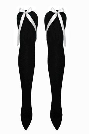 Damen Mädchen OTK gestreifte Socken mit Schleife über dem Knie hoch ausgefallene Socken UK - Bild 21 von 51