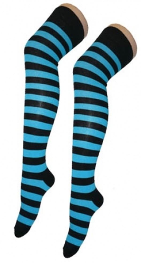 Damen Mädchen OTK gestreifte Socken mit Schleife über dem Knie hoch ausgefallene Socken UK - Bild 9 von 51