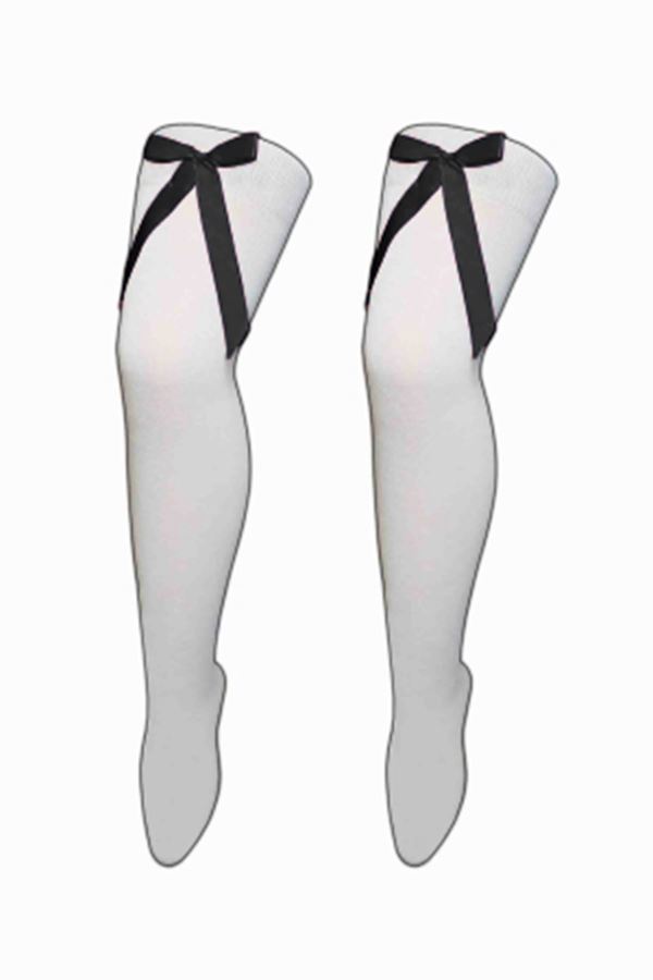 Damen Mädchen OTK gestreifte Socken mit Schleife über dem Knie hoch ausgefallene Socken UK - Bild 43 von 51
