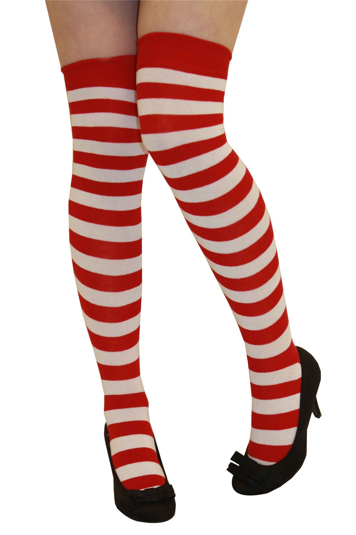 Damen Mädchen OTK gestreifte Socken mit Schleife über dem Knie hoch ausgefallene Socken UK - Bild 39 von 51