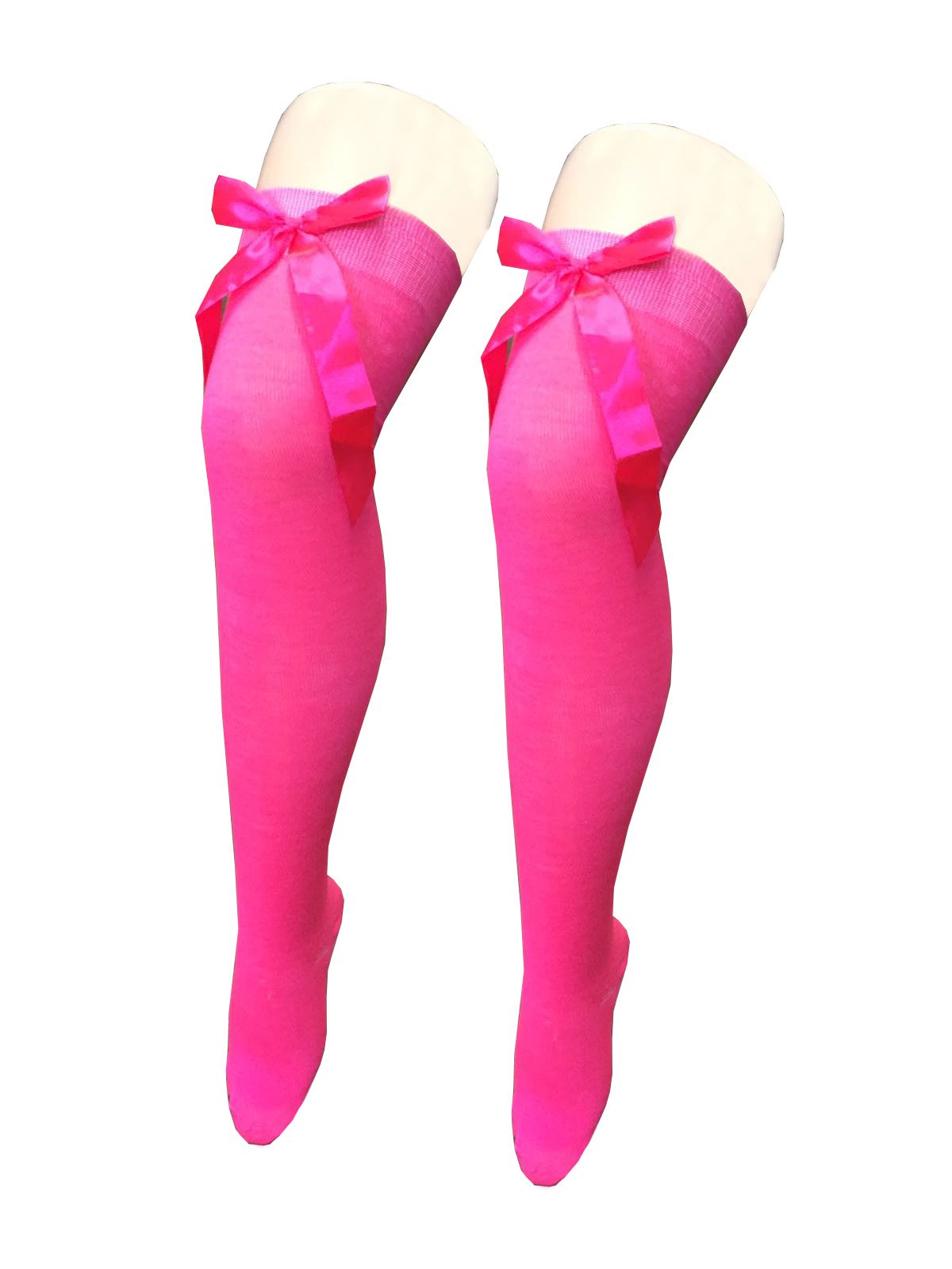 Damen Mädchen OTK gestreifte Socken mit Schleife über dem Knie hoch ausgefallene Socken UK - Bild 34 von 51