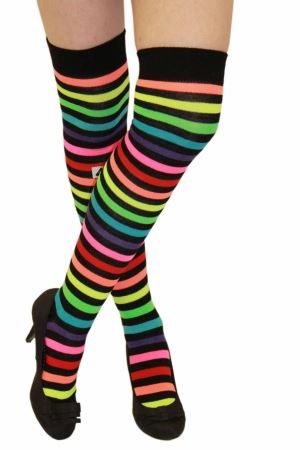 Damen Mädchen OTK gestreifte Socken mit Schleife über dem Knie hoch ausgefallene Socken UK - Bild 31 von 51