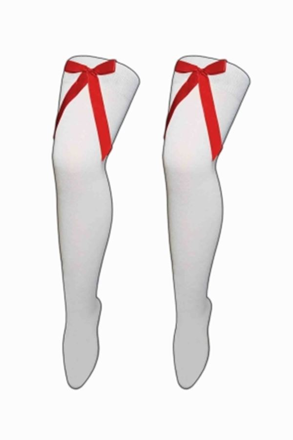 Damen Mädchen OTK gestreifte Socken mit Schleife über dem Knie hoch ausgefallene Socken UK - Bild 48 von 51